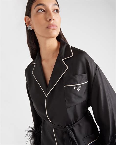 prada house robe|Black Silk Twill Robe .